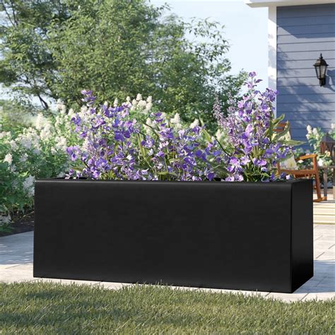 black rectangular planter box outdoor